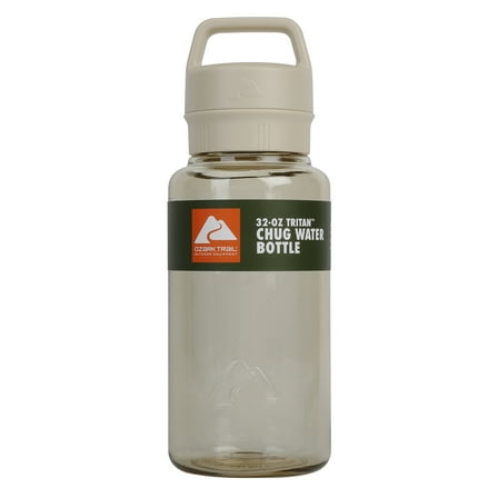 Ozark Trail 32 oz Tritan Plastic Water Bottle, Chug Lid, BPA-Free, Durable, Cream