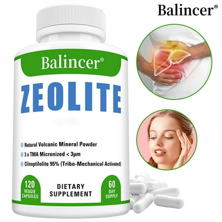 Zeolite Capsules, Organic Activated Charcoal, Support Liver Health and Normal Physical Activity, 120 Capsules