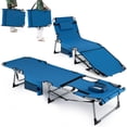 thumbnail image 1 of Gymax 2PCS Tanning Chair w/Face Arm Holes 4-Level Backrest & Head Pillow Side Pocket Blue, 1 of 10