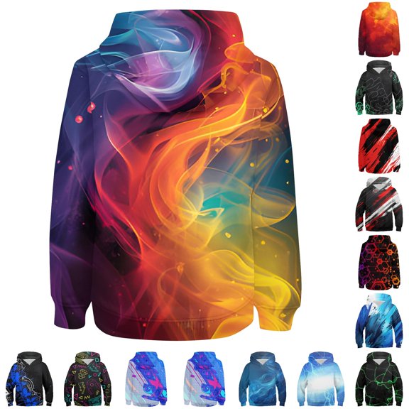 WhouRiu Boys Fashion Graphic Hooded Sweatshirts Kids Autumn Casual Pullover Hoodies