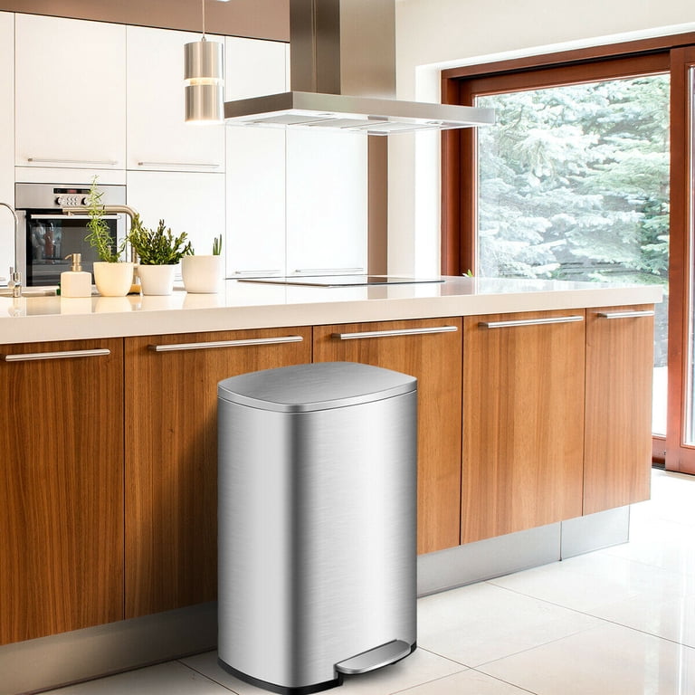 Free Shipping! Gymax 13.2 Gallon Tall Stainless Steel Trash Can