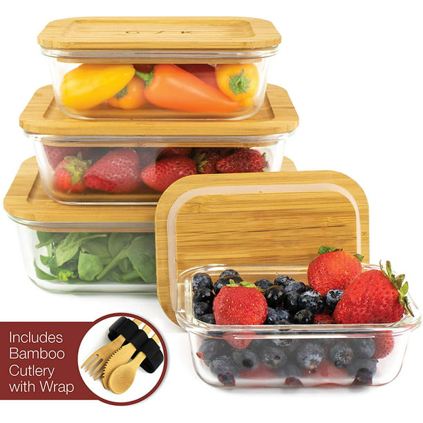 Glass Food Storage Containers With Eco Friendly Plastic Free