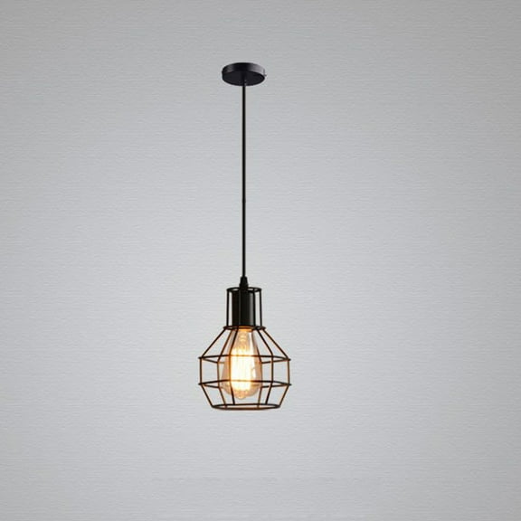 RENACLIPY Vintage Farmhouse Ceiling Light Black Metal Cage Pendant Lamp for Indoor Use