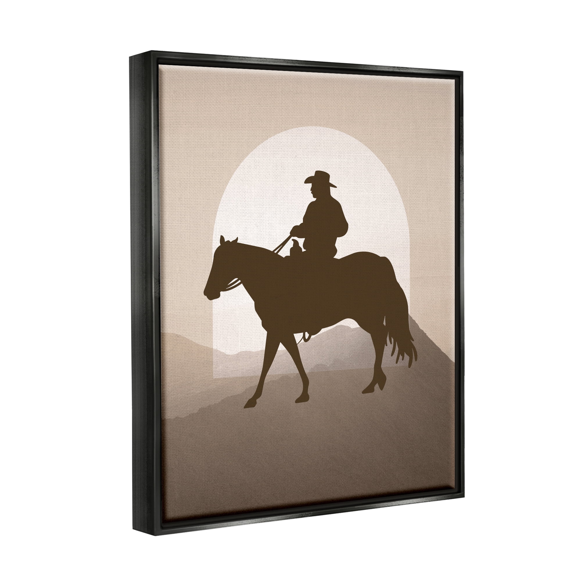 Stupell Industries Cowboy & Mountains Animals & Insects Painting Black Floater Framed Canvas Art Print Wall Art, 25 x 31