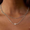 thumbnail image 1 of Joyas joyas collar de doble capa de Cruz de perlas collar de clavícula dorada para mujeres regalo de San Valentín de joyas para parejas de cadena corta, 1 of 5