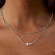 thumbnail image 1 of Joyas joyas collar de doble capa de Cruz de perlas collar de clavícula dorada para mujeres regalo de San Valentín de joyas para parejas de cadena corta, 1 of 5