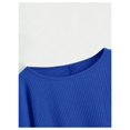 thumbnail image 3 of Jersey corto SweatyRocks de punto acanalado azul raglán para mujer, 3 of 6