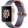 Apple Watch Series 2, 38mm Rose Gold Aluminum Case with Light Pink/Midnight Blue Woven Nylon Band