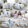 thumbnail image 5 of Blue Seabird Bedding Duvet Cover Set Full Size 4 Pieces Sea Wave Blue Sky Reed Seaside Nature Scenery Bedding Set with Zipper Closure, 1 Comforter Cover 86x86 Inches 1 Flat Sheet & 2 Pillow Cases, 5 of 7
