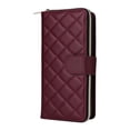 thumbnail image 2 of For Samsung Galaxy S25 FE 5G Wallet Case Magnetic Flip Cover 9-Card Slots Zipper Pocket With Detachable Shoulder Strap And Wrist Strap,Wine red,For Galaxy S25 FE 5G, 2 of 7