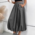 thumbnail image 2 of Women Maxi Skirt High Elastic Waist A Line Long Skirt Summer Casual Ruffle Pleated Midi Skirts, 2 of 8