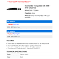 thumbnail image 2 of Door Handle - Compatible with 2008 - 2010 Saturn Vue 2009, 2 of 2