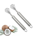 thumbnail image 1 of Paquete de 2 raspadores de coco de acero inoxidable, duraderos, para quitar la carne del dragón de coco, versátiles, para quitar la carne del melón, herramienta segura para pelar semillas de frutas., 1 of 6
