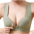 thumbnail image 4 of Nmnitkp Nursing Bras for Breastfeeding Front Closure Bras Push Up Bra No Plus Size Front Button Bra For Older Women,Antibacterial Fabric Nursing Bras Green,3XL, 4 of 6