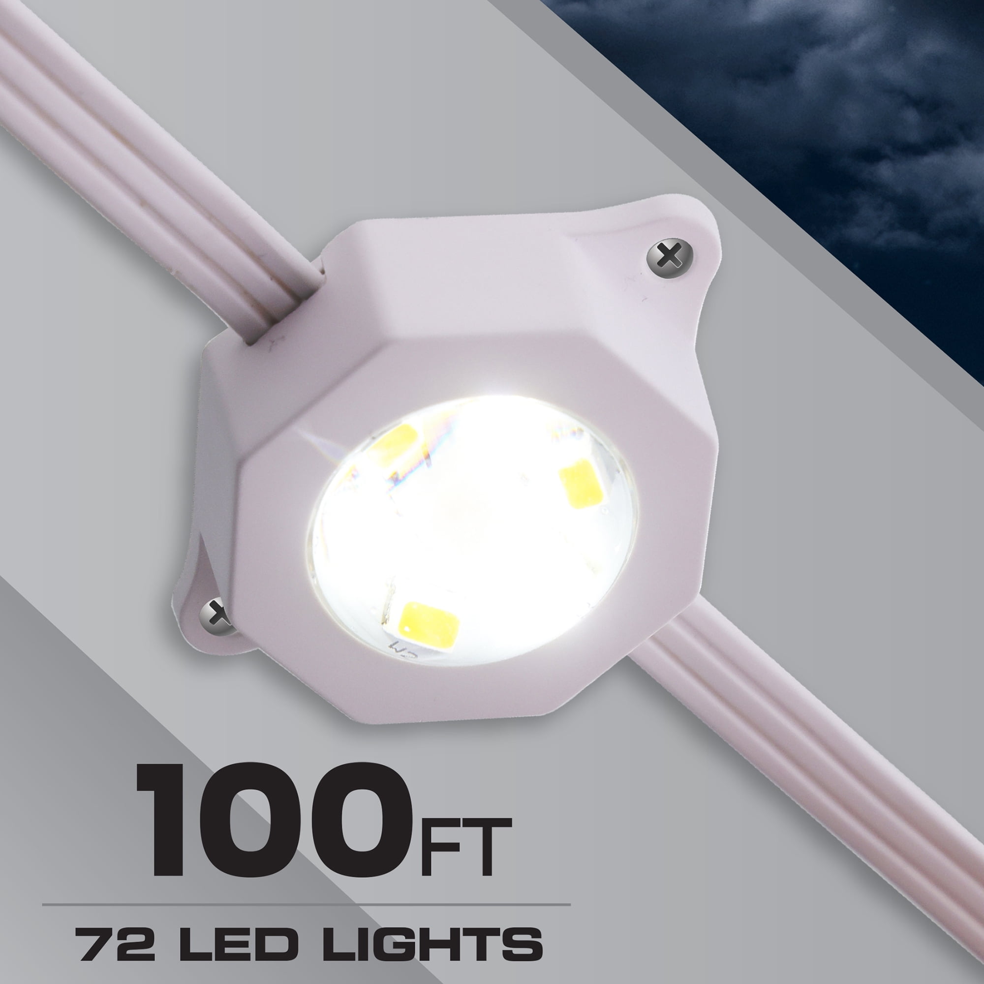 Monster 100 ft Permanent Outdoor Lights Smart   – 72 RGBIC LEDs, Multi-White & Full Color, All-Weather Waterproof, App & Voice Control – Holiday & Year-Round Outdoor String Lighting