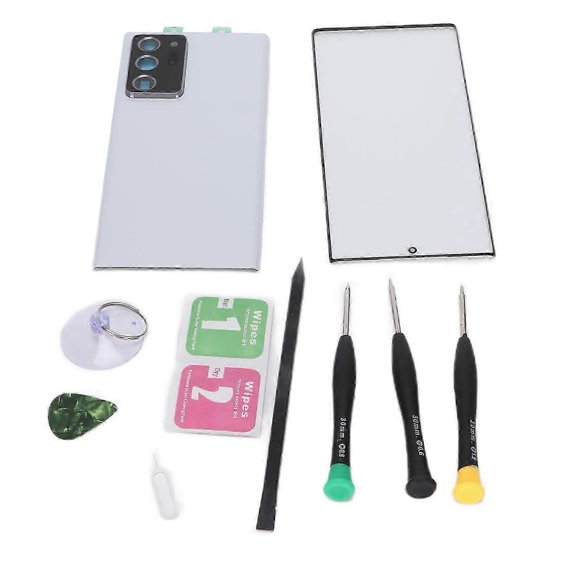 unique Mobile Phone Rear Back Glass Cover Front Outer Lens Glass Screen Replacement Set for Samsung Note 20 Ultra 5GWhite