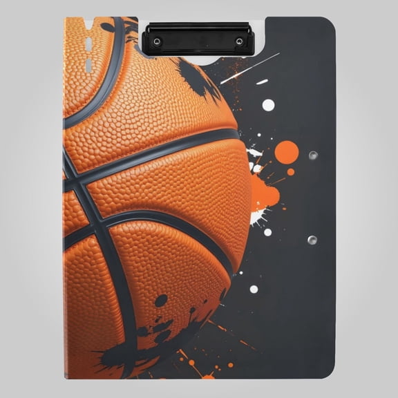Basketball with Dots Foldable Binder Folder Clipboard with Pen Slot Double Clips A4 Size File Storage