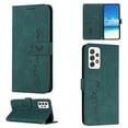 thumbnail image 1 of For Samsung A73 Case 5G Wallet Cover, PU Leather Kickstand Credit Card Pocket Slots Wrist Strap Magnetic Folio Heart Patterned Embossed Flip Cover for Samsung Galaxy A73 5G, Green, 1 of 11