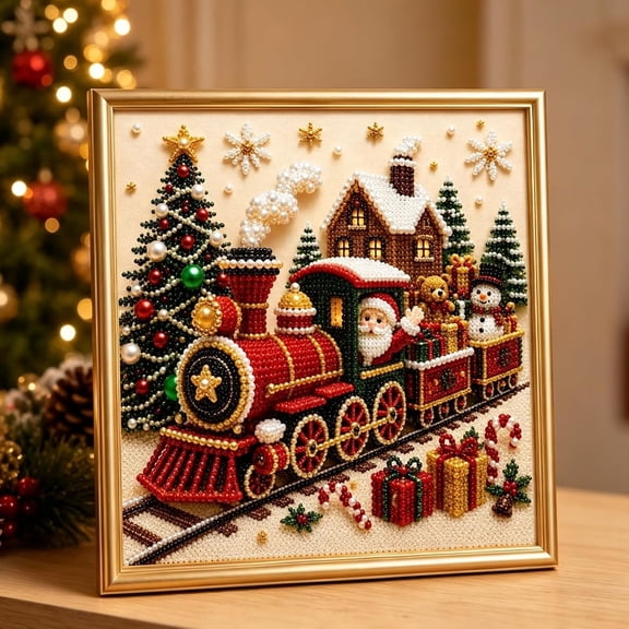DIY Christmas Pearl Diamond Art Painting Kit 20x20cm, #A Christmas Diamond Art Kits Gift for Women Men Beginner, Cute Pearl Wall Art Decor Classic Designs to Walls, Shelves, Tabletop