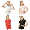 thumbnail image 2 of Baywell Girls Dance Tops Racerback Round Neck Crop Tank Tops Casual Solid Color Sleeveless Top for Gymnastics and Dancewear 5-12Years, 2 of 7