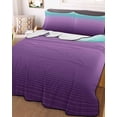thumbnail image 3 of Quilts Twin-XL Size Bedding Set, Teal Purple Ombre Lightweight Quilted Comforter, Modern Geometric Striped Abstract Art Soft Reversible Bedspread Coverlet with Pillow Covers for All Season, 68" x 98", 3 of 7