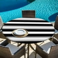 thumbnail image 5 of Black Grey Stripe Round Tablecloth 36-44 Inch Round Fitted Table Cloth with Elastic Edge, Minimalist Farmhouse Striped Waterproof Table Cover Protector for Outdoor Picnic Party Dining, 5 of 6
