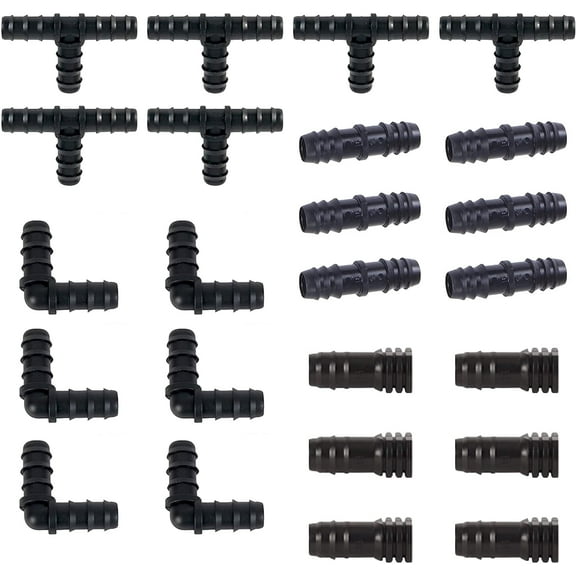 One Stop Outdoor Drip Tubing 1/2" Barbed to 1/2" Barbed Irrigation Fittings Kit 24Pack