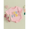 thumbnail image 3 of Suealasg Infant Baby Girls Easter Bodysuit Short Sleeve Round Neck Letter Egg Print Romper Newborn Girls Summer Casual Clothes, 3 of 9