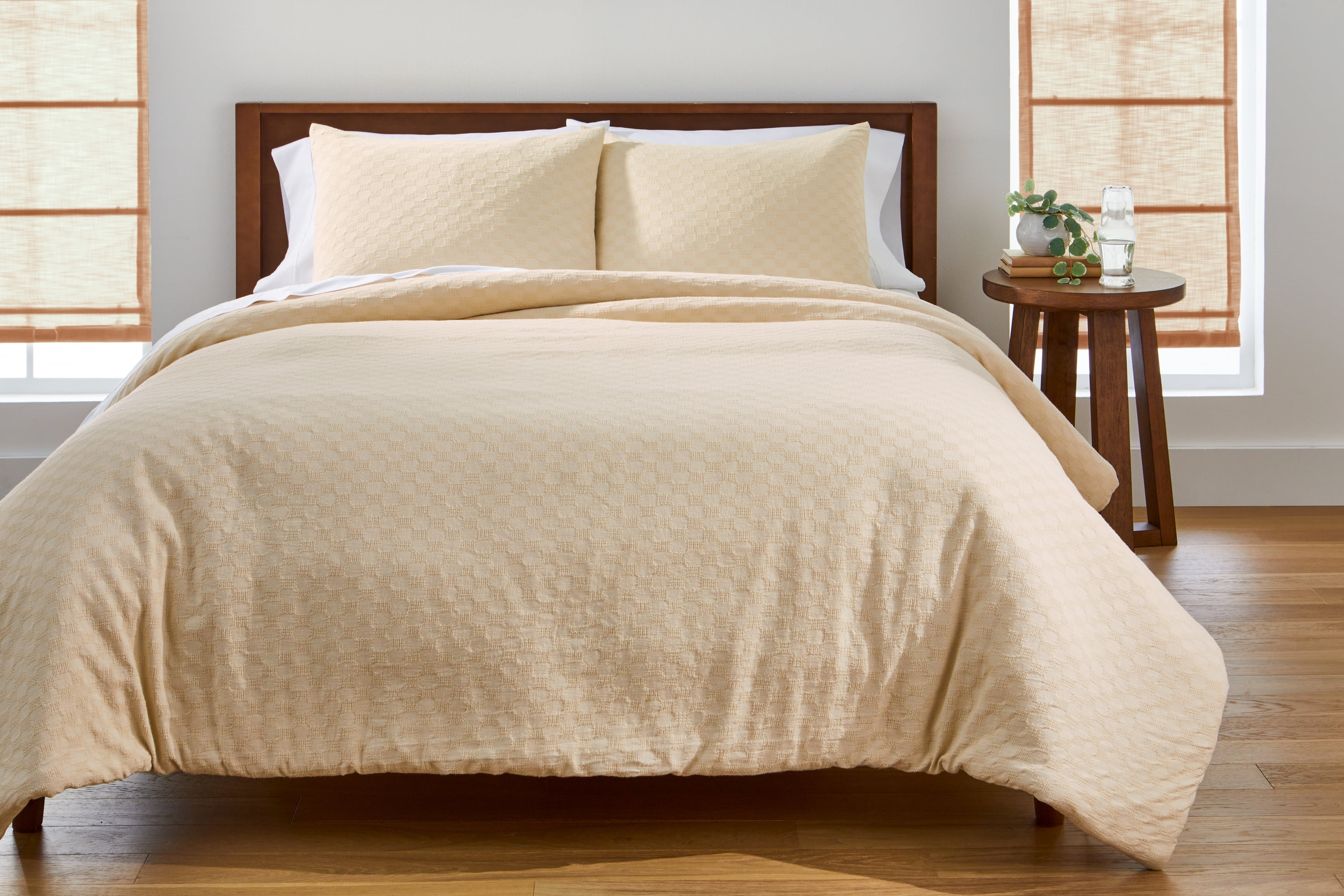 Better Homes & Gardens 3-Piece Papyrus Beige Block Weave Comforter Set, Adult Full/Queen