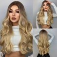 thumbnail image 1 of Peluca sintética de onda marrón y Rubio degradado para mujer, pelo largo y rizado Natural, pelucas de Cosplay diarias, parte media, fibra resistente al calor, 1 of 4