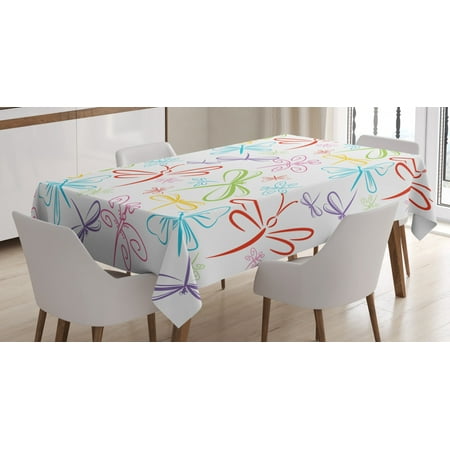 

Dragonfly Tablecloth Cute Insects Winged Freedom Symbol Colorful Animal Icons Childish Illustration Rectangular Table Cover for Dining Room Kitchen 52 X 70 Inches Multicolor by Ambesonne