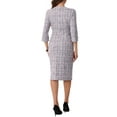 thumbnail image 3 of INSPIRE CHIC Women's Tweed Dress Boat Neck 3/4 Sleeve Knee Length Work Dress XS White Purple, 3 of 6
