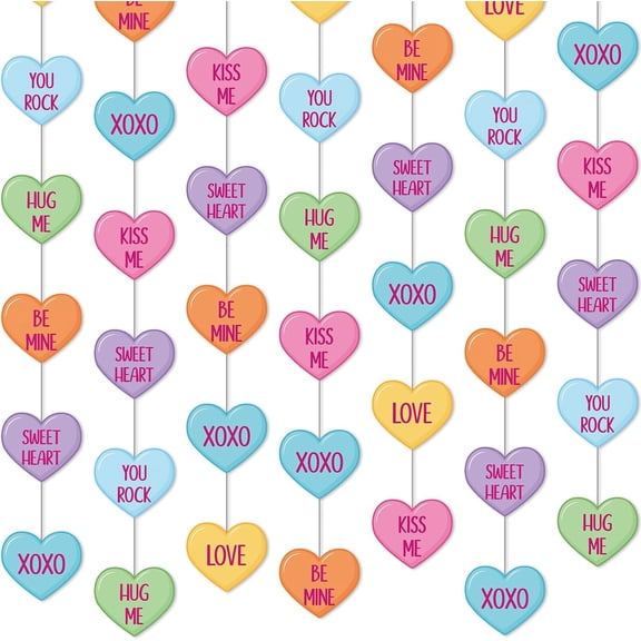 8 Pcs Valentines Day Candy Heart Decorations Valentine Paper Heart Garland Decor Colorful Love Hanging Banners for Sweet Day Wedding Anniversary Birthday Party Supplies