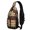 Christmas Cabin Pine Plaid Pattern, variant on Christmas Knit Reindeer Sleigh Pattern Sling Backpack, Travel Shoulder Pack with Earphone Port, Breathable Padded Back Gift Ideas for Hiking Cycling Walking