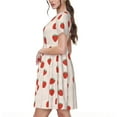 thumbnail image 2 of Naloa Hand Drawn Strawberry Print Womens Summer A-Line Dress with Pockets,Short Sleeve Dresses,Flowy Beach Swing Dress for Vacation Travel, 2 of 6