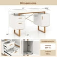 thumbnail image 3 of Costway Bureau de Maison 51 Pouces avec Bureau Flottant à Double Tiroirs et Cadre en Métal, 3 of 10