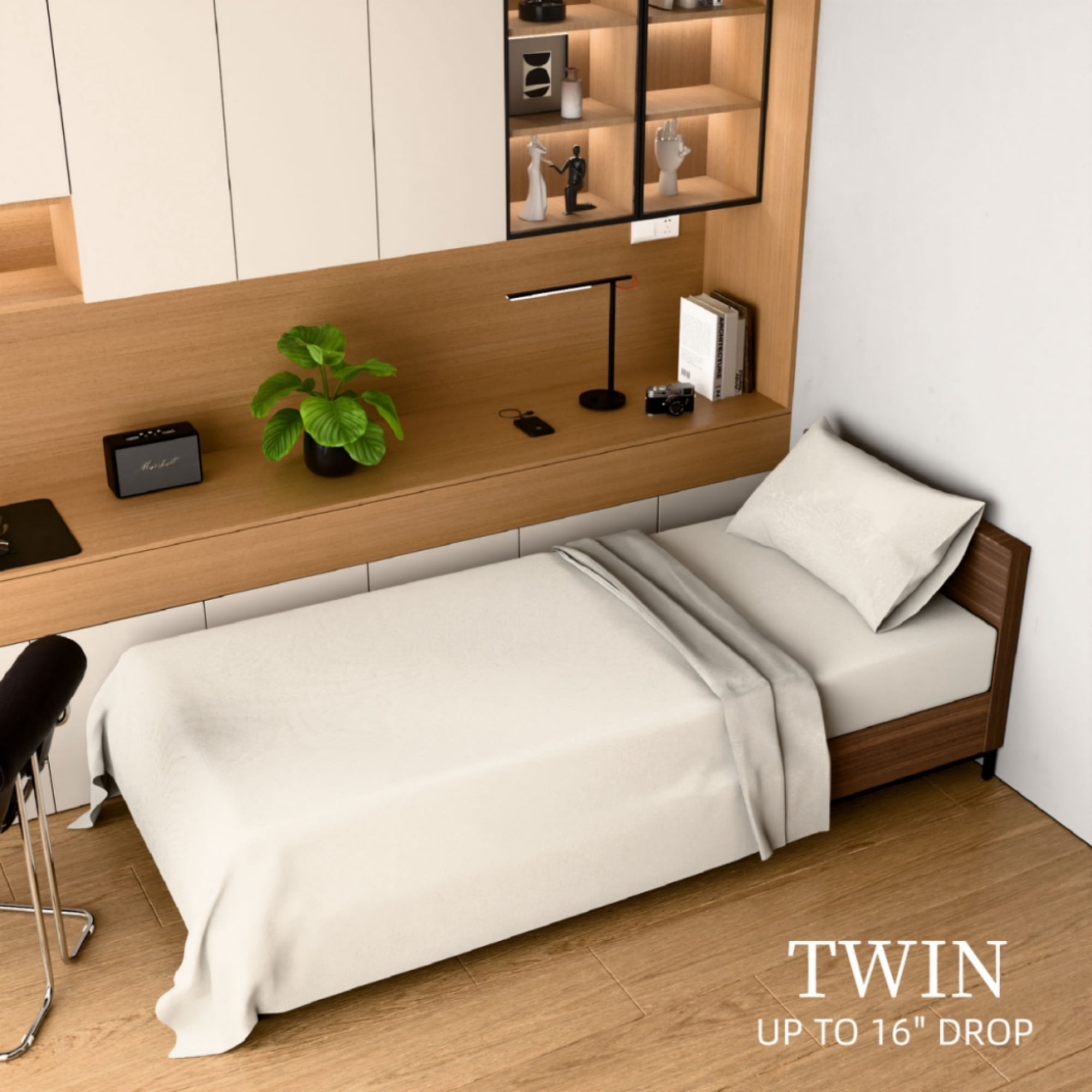 GARITIN Brushed Microfiber Twin 3-Piece Bed Sheets Set, 90GSM Ultra-Soft Breathable Bedding, 14-Inch Deep Pocket Fitted Sheet, Shrinkage Fade Wrinkle Resistant Easy Care Machine Washable, White