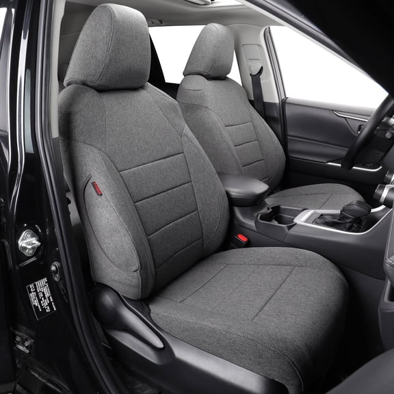 coverdream Rav4 Cloth Seat Covers Full Set for 2019-2024 2025 Toyota Rav4 LE,XLE,XLE Premium,Limited SUV - Washable Polyester(Gray,Full Set)