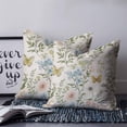 thumbnail image 2 of 24x24 Pillow Covers Set of 2, Wildflowers Throw Pillow Covers Decorative Couch Cushion Case, Spring Flowers Plants Farmhouse Pastoral Microfiber Square Pillowcases for Bedroom Car Living Room, 2 of 7