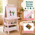 thumbnail image 5 of Costway Kids Art Easel Double Sided Chalkboard Magnetic Whiteboard with Storage Tray Pink, 5 of 10