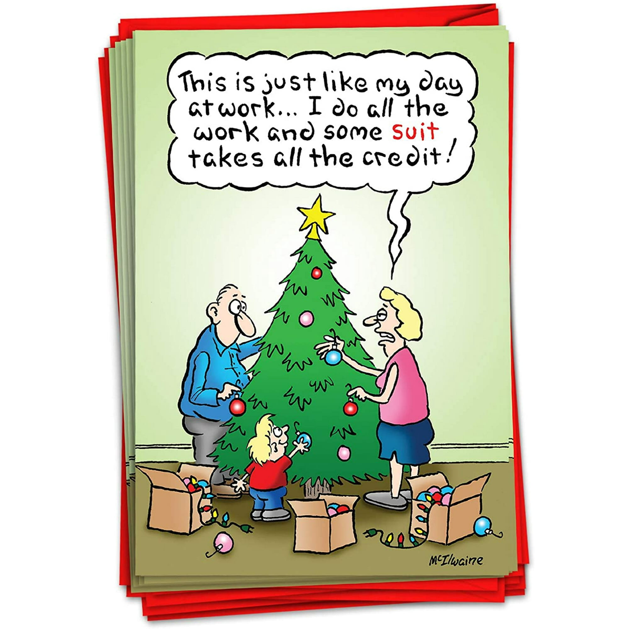 12 'Suit Takes Credit' Boxed Christmas Cards with Envelopes ( x   Inch), Funny Christmas Cartoon Holiday Cards, Feminist Christmas Notes,  Adult Humor, Cartoons by McIlwaine B1898 | Walmart Canada