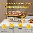 thumbnail image 4 of Black & Golden 8QT Full Size Frosted Chafing Dishes 1/4 Pack, High Grade Stainless Steel Buffet Warmers with Golden Serving Tongs, No Heat Discoloration for Parties, 4 of 6