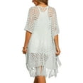 thumbnail image 3 of INSPIRE CHIC Women's Open Front Boho Lightweight Fringe Kimono Beach Knit Cardigans M Grey Green, 3 of 5