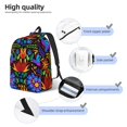 thumbnail image 3 of Disketp Colorful Floral print Canvas Backpack Lightweight Travel Daypack Student Rucksack Laptop Backpack-Small, 3 of 5