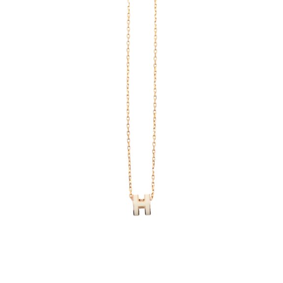 Pre-Owned Hermes Mini Pop H Necklace, White Gold