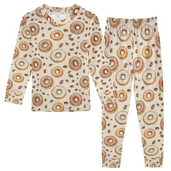 joogoo Cute Donuts 2 Piece Long Sleeve Tee and Pants Cotton Pajama Set 5Y