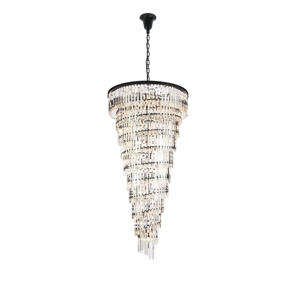Elegant Lighting Sydney 36.5" Metal/Crystal Chandelier in Matte Black/Clear