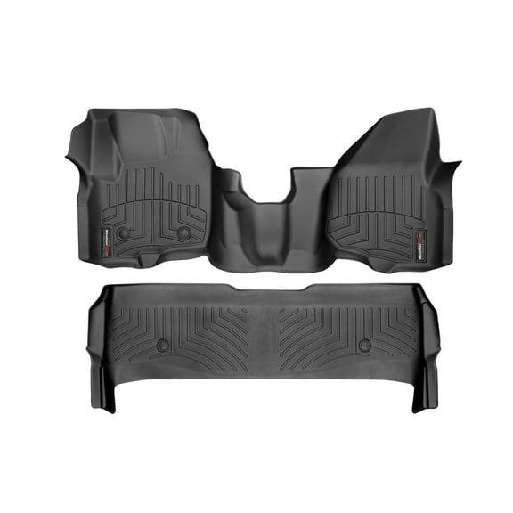 WeatherTech Custom Fit FloorLiners compatible with 2013-2016 Ford Super Duty - 1st Row Over-The-Hump & 2nd Row, Black