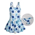 thumbnail image 3 of FOR U DESIGNS Girls' Sleeveless One-Piece Swimsuit Sleeveless Tropical Kids Bathing Suit Swimwear Toddler Girls Swimsuit, Hibiscus Blue, 3 of 7