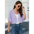 thumbnail image 6 of Chiclily Women Summer 3/4 Sleeve Bolero Shrug for Dress Open Front Scalloped Cropped Lightweight Cardigan, US Size Large in Purple, 6 of 8